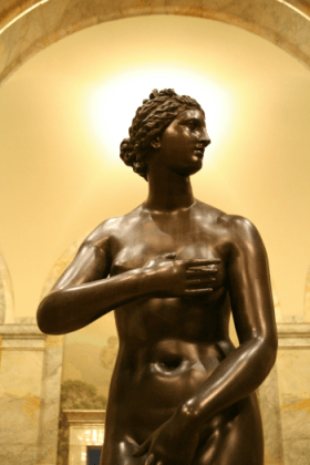bronze statue of a woman