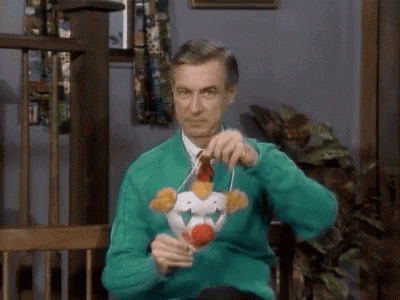 Mr Rogers with a clown mask