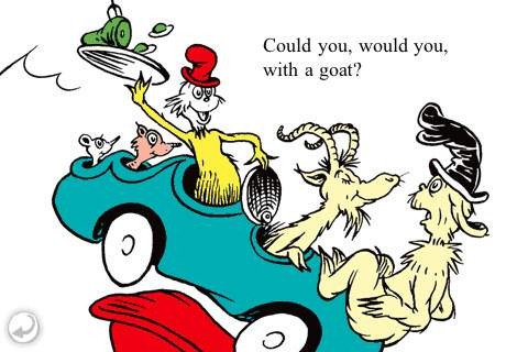 Green Eggs and Ham image: Could you, would you with a goat?